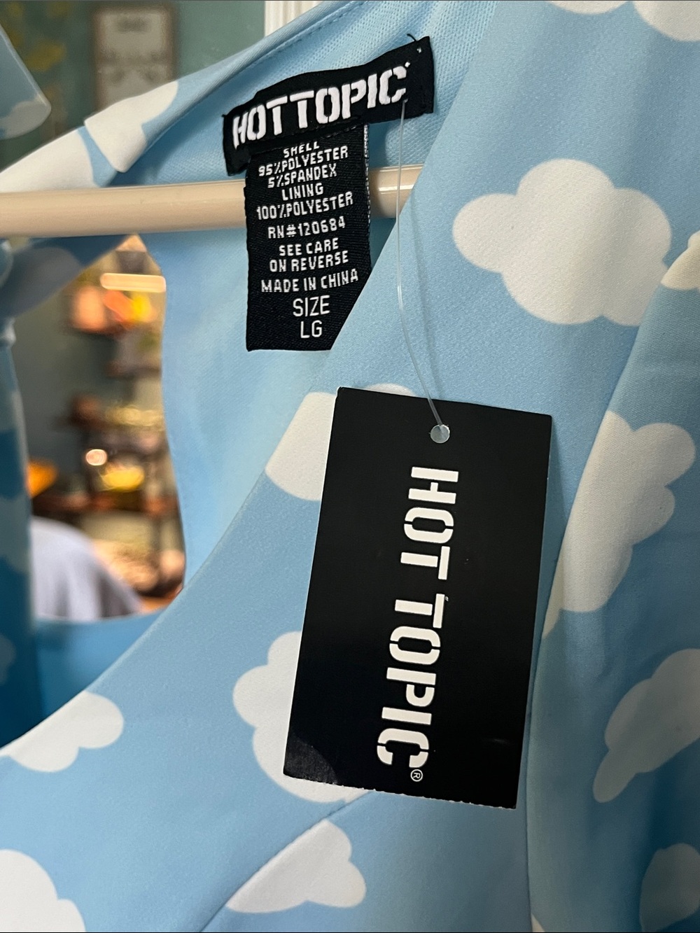 Hot Topic - Sky Blue Cloud Print Dress with Tie-Back - Picture 3 of 3